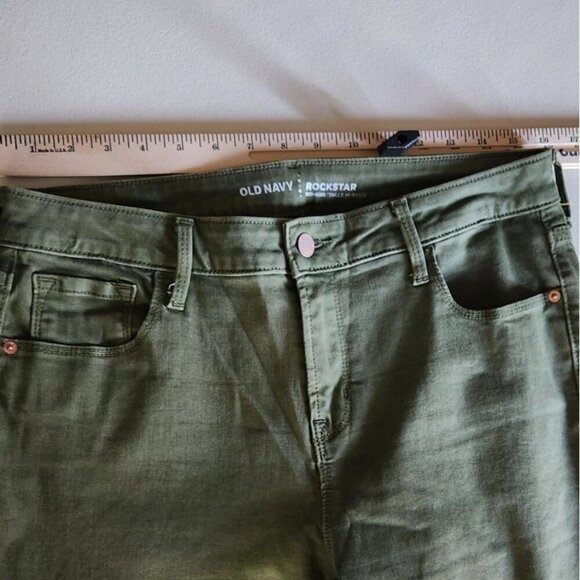 Old Navy Jeans Size 14 Womens Rockstar Mid-Rise Olive Green Skinny - Picture 7 of 8